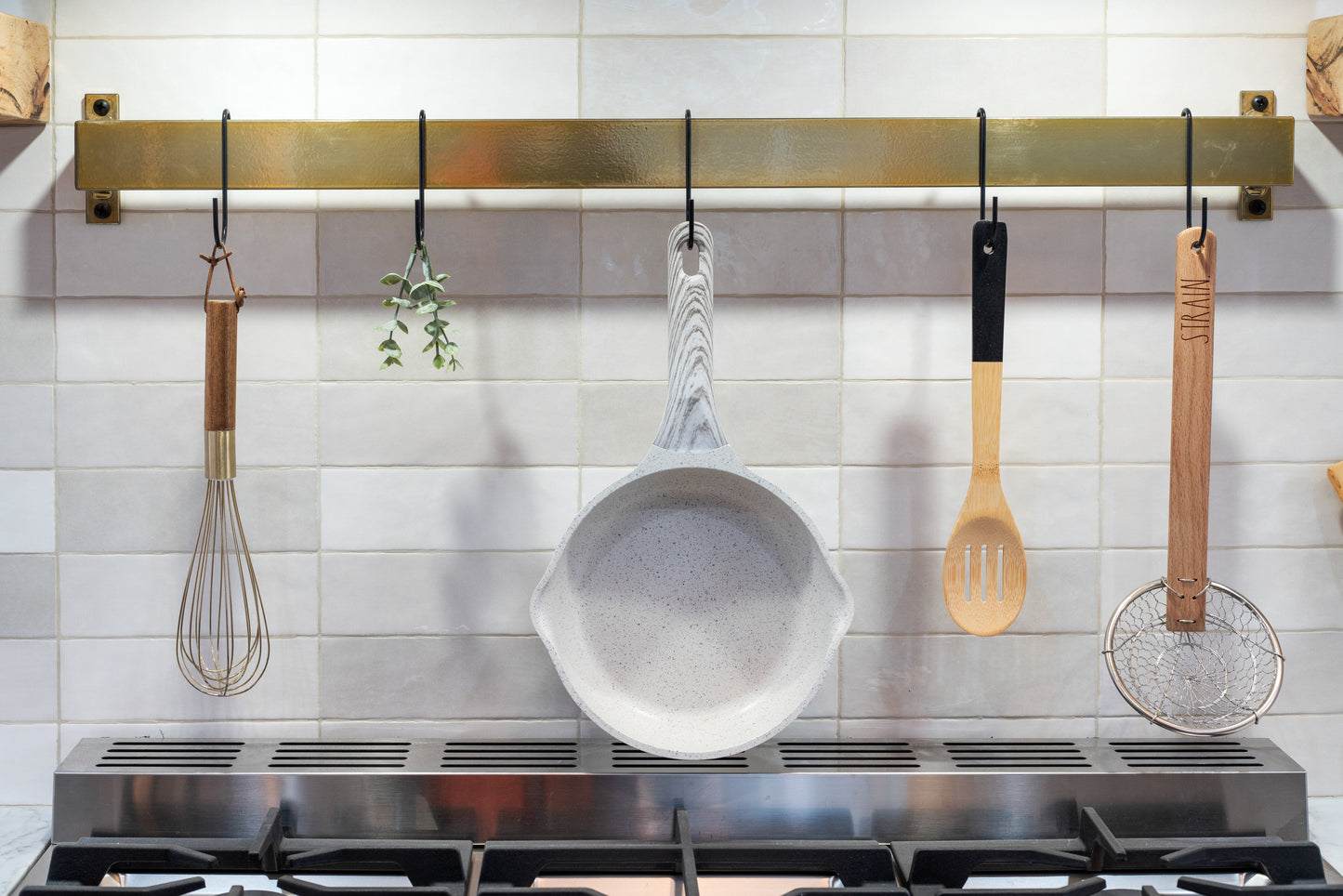 Rustic Iron Pot and Pan Rack hanger For Kitchen, Solid industrial, Black, Antique Brass