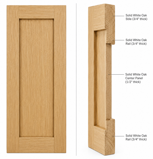 White Oak Natural Finish Sample Door